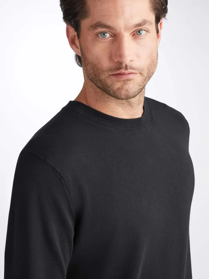 Sea Island Cotton Sweaters Men Derek Rose Sweater Jacob Sea Island Cotton Black