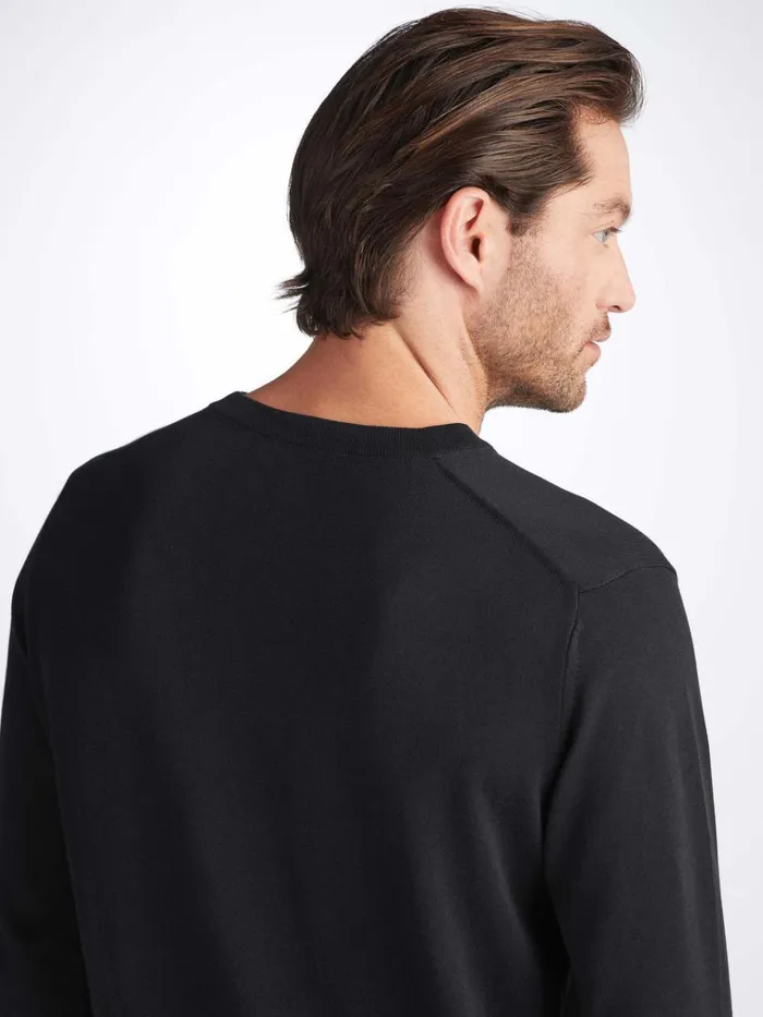 Sea Island Cotton Sweaters Men Derek Rose Sweater Jacob Sea Island Cotton Black