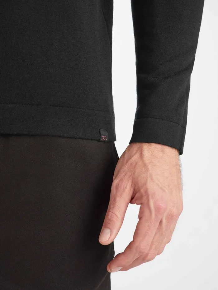 Sea Island Cotton Sweaters Men Derek Rose Sweater Jacob Sea Island Cotton Black