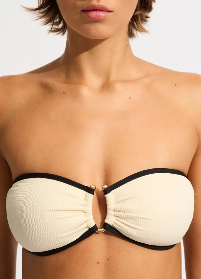 Seafolly Bandeau Women Beach Bound Ring Front Bandeau Bikini Top 8211 Ecru