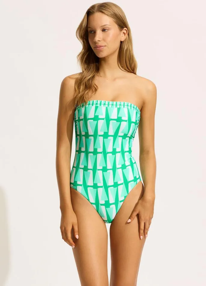 Seafolly Bandeau Women Secret Garden DD Bandeau One Piece 8211 Jade