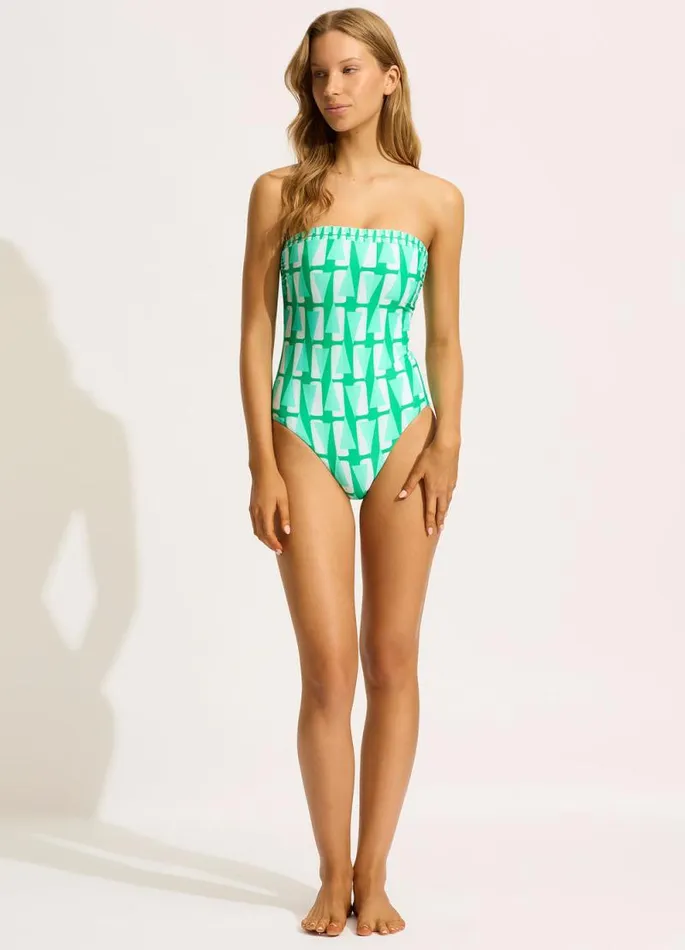 Seafolly Bandeau Women Secret Garden DD Bandeau One Piece 8211 Jade