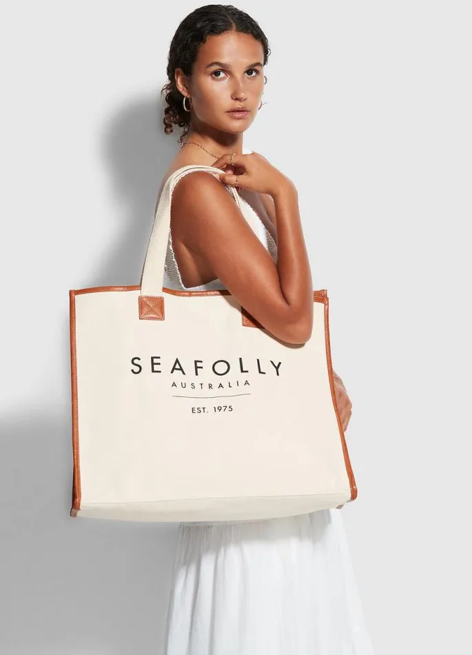Seafolly Beach Bags Women Canvas Tote Bag 8211 Sand