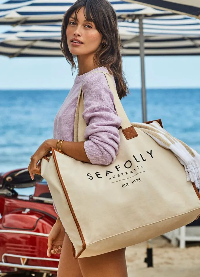 Seafolly Beach Bags Women Canvas Tote Bag 8211 Sand
