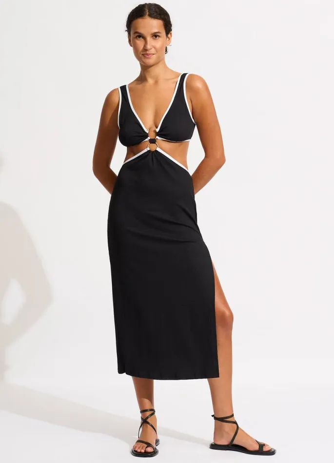 Seafolly Beach Dresses Women Beach Bound Beach Boidi Midi Dress 8211 Black