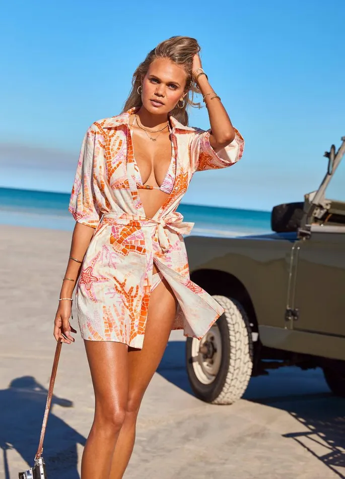 Seafolly Beach Dresses Women La Mer Mini Shirt Dress 8211 White