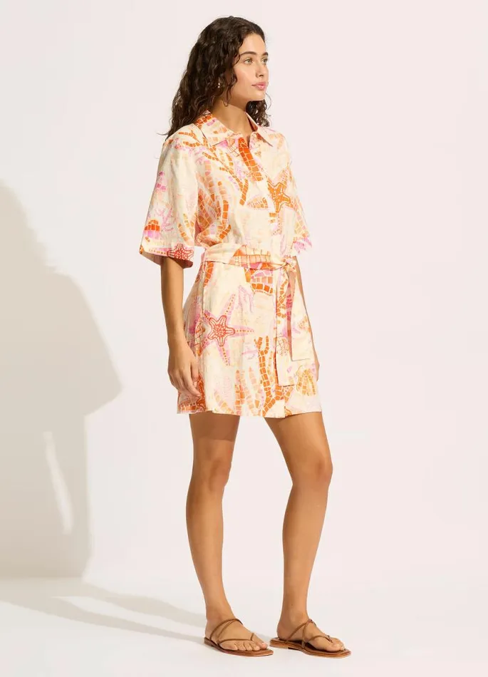 Seafolly Beach Dresses Women La Mer Mini Shirt Dress 8211 White
