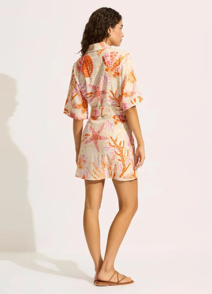 Seafolly Beach Dresses Women La Mer Mini Shirt Dress 8211 White