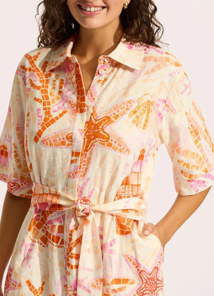 Seafolly Beach Dresses Women La Mer Mini Shirt Dress 8211 White