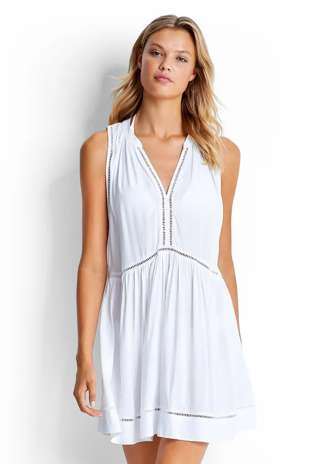 Seafolly Beach Dresses Women Ladder Detail Dress 8211 White
