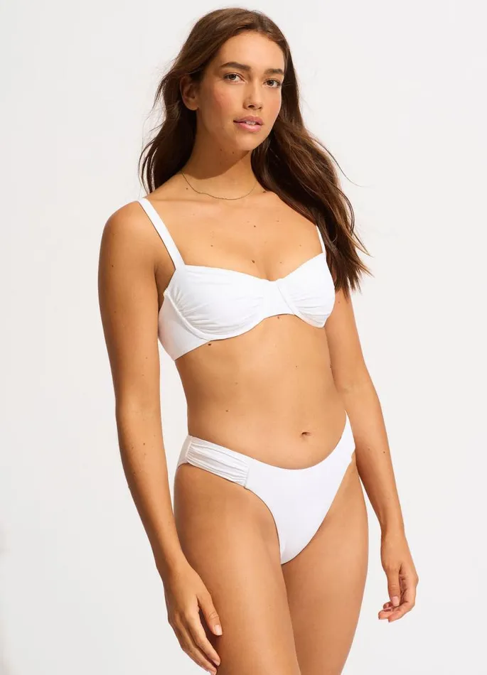 Seafolly More Coverage Women Seafolly Collective High Leg Ruched Side Bikini Bottom 8211 White