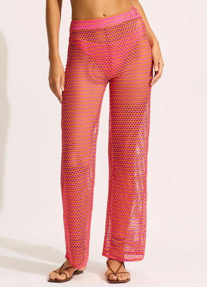 Seafolly Pants and Shorts Women Mesh Effect Pant 8211 Hot Pink