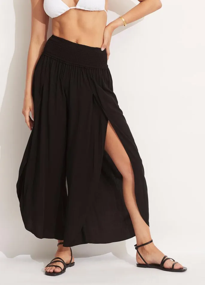 Seafolly Pants and Shorts Women Shirred Waist Wrap Pant 8211 Black