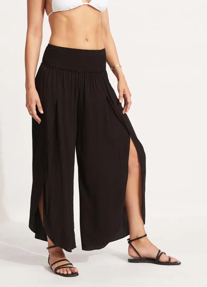 Seafolly Pants and Shorts Women Shirred Waist Wrap Pant 8211 Black