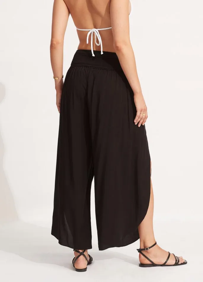Seafolly Pants and Shorts Women Shirred Waist Wrap Pant 8211 Black