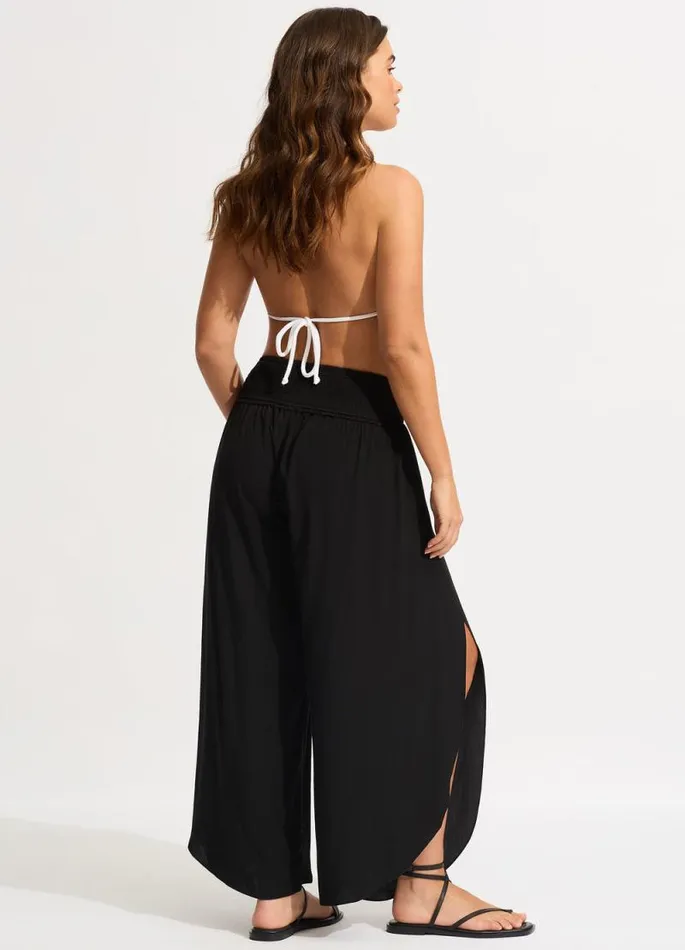Seafolly Pants and Shorts Women Shirred Waist Wrap Pant 8211 Black