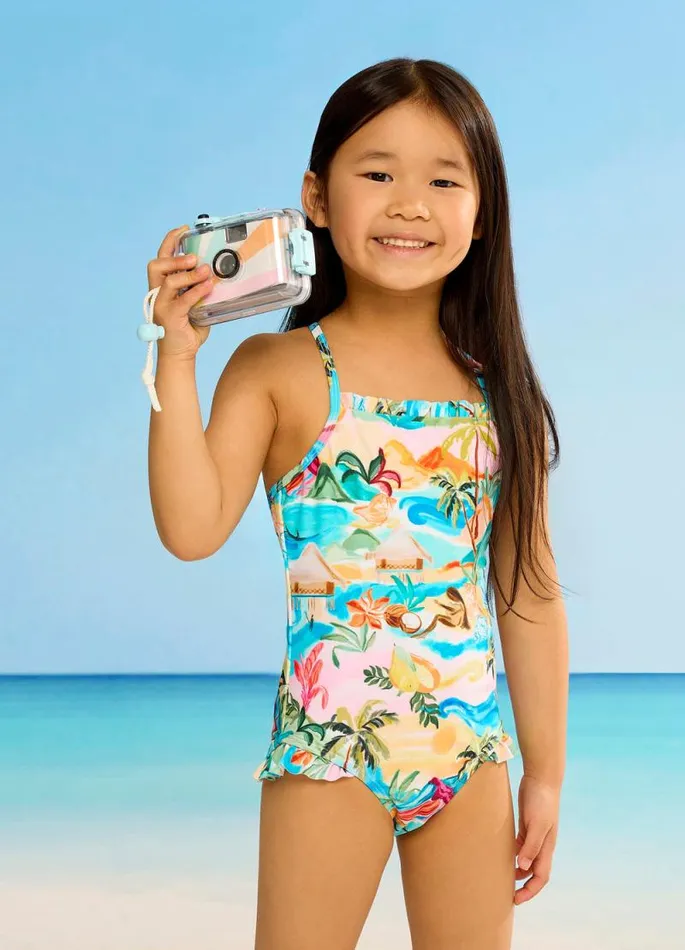 Seafolly Toddler and Girls 007 Years Girls South Pacific Frill One Piece 8211 South Pacific