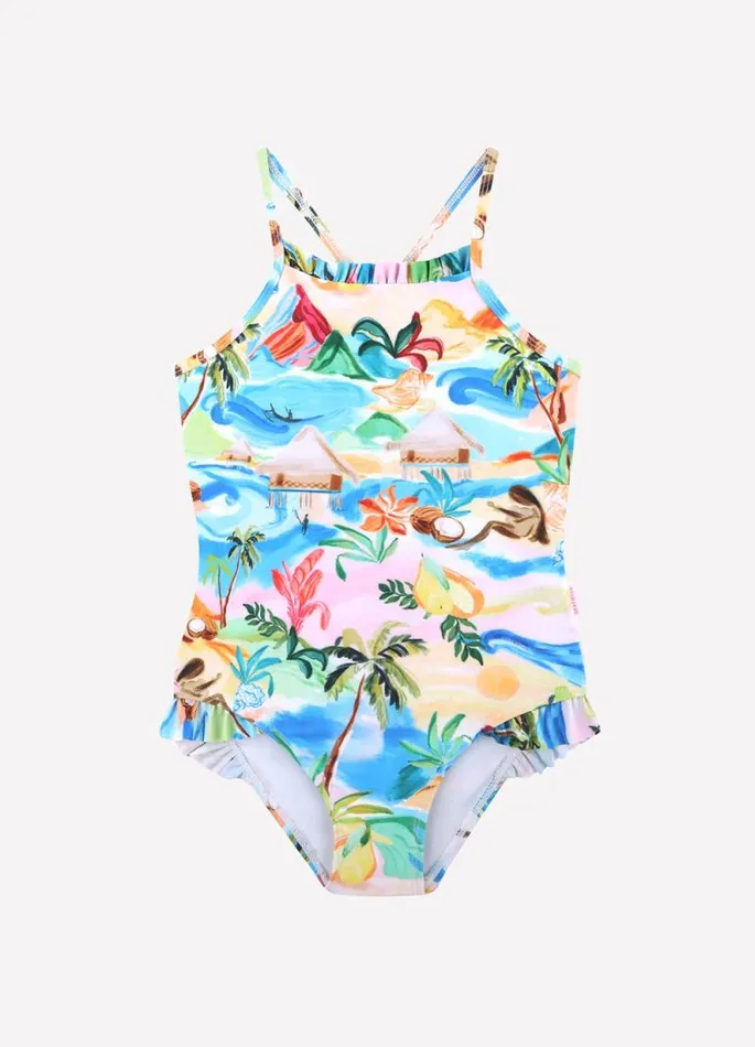 Seafolly Toddler and Girls 007 Years Girls South Pacific Frill One Piece 8211 South Pacific