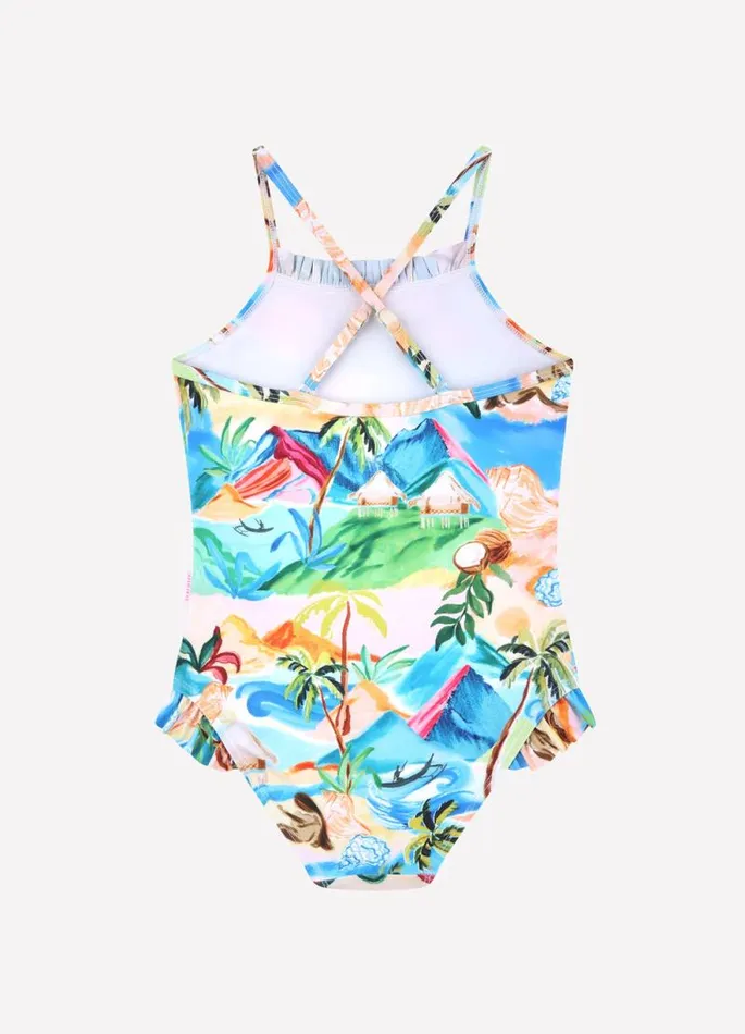Seafolly Toddler and Girls 007 Years Girls South Pacific Frill One Piece 8211 South Pacific