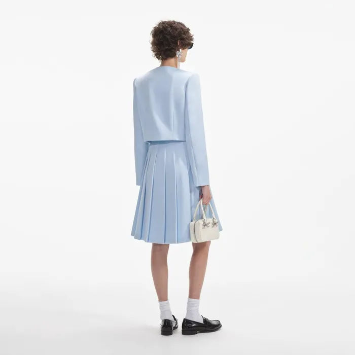 Self Portrait CoOrds Women Blue Satin Jacket
