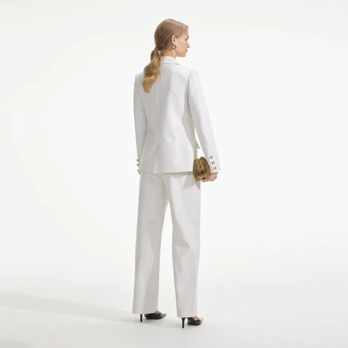 Self Portrait CoOrds Women White Linen Trousers