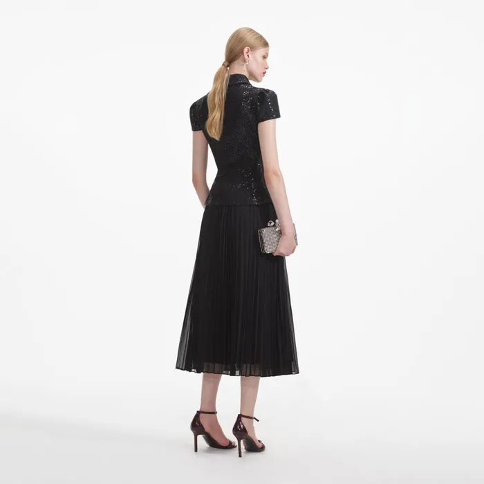 Self Portrait Dresses Women Black Boucle Bow Midi Dress