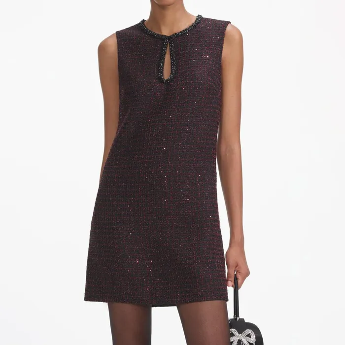Self Portrait Dresses Women Black Boucle Mini Dress