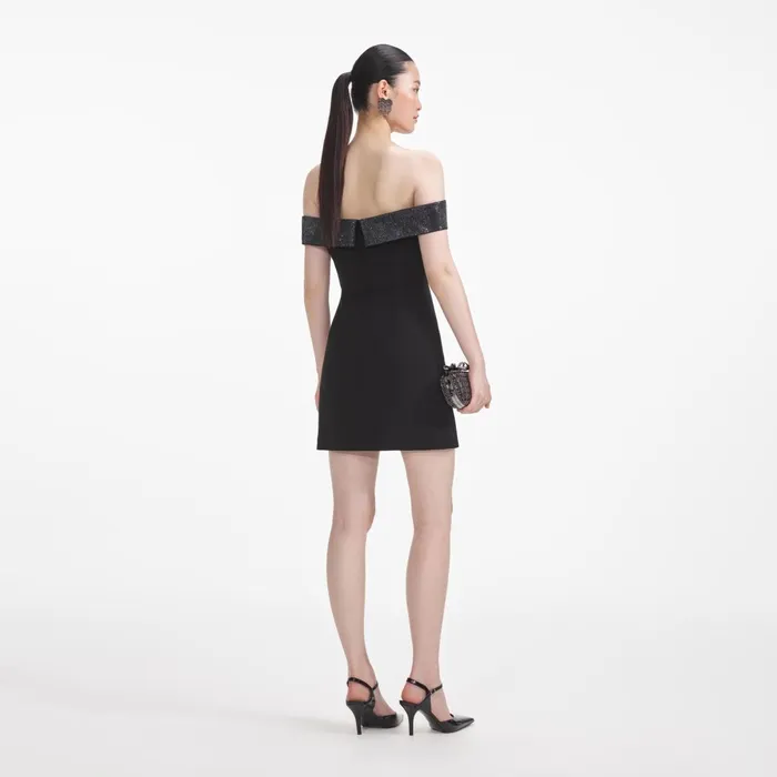 Self Portrait Dresses Women Black Crepe Bow Mini Dress