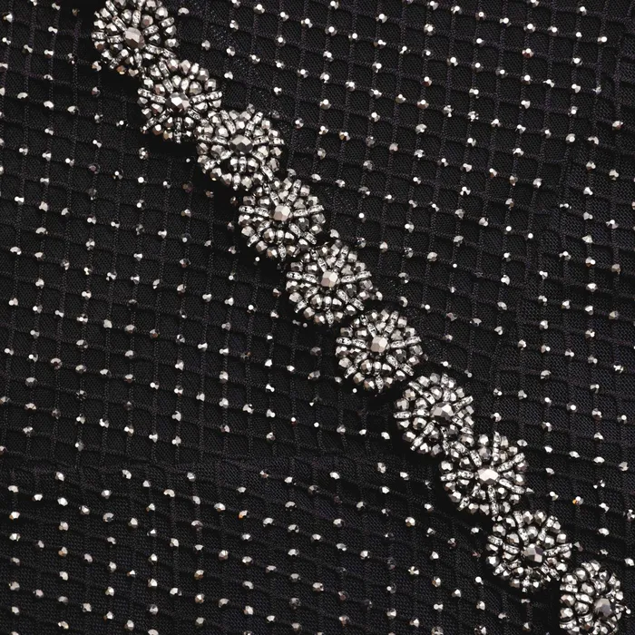 Self Portrait Dresses Women Black Rhinestone Fishnet Crossover Maxi Dress