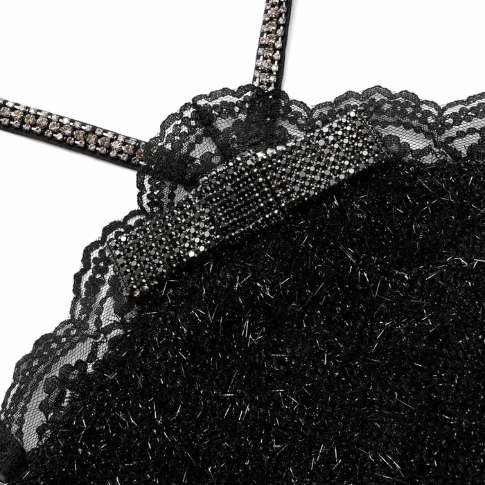 Self Portrait Dresses Women Black Tinsel Boucle Halter Mini Dress