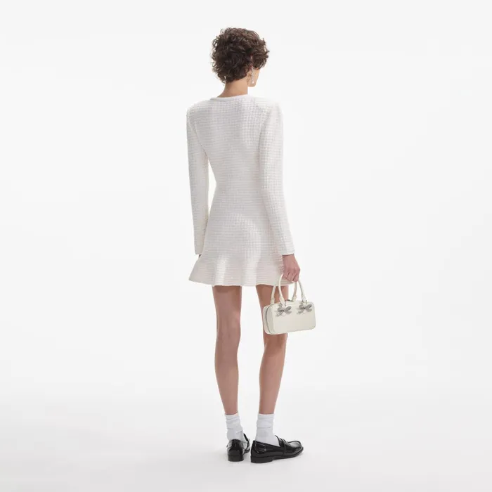 Self Portrait Dresses Women Cream Buttoned Knit Mini Dress