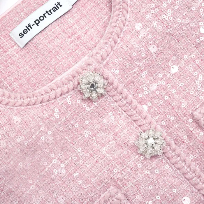 Self Portrait Dresses Women Pink Boucle Midi Dress