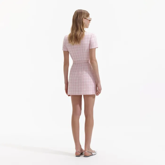 Self Portrait Dresses Women Pink Boucle Off Shoulder Mini Dress