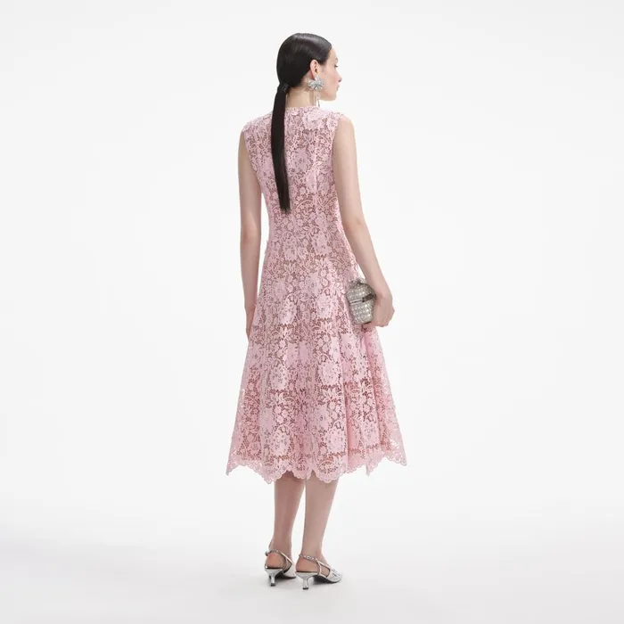 Self Portrait Dresses Women Pink Flower Lace Midi Dress