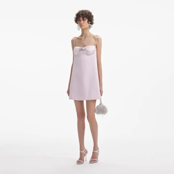 Self Portrait Dresses Women Pink Satin Diamante Mini Dress Pink
