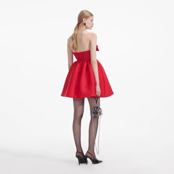 Self Portrait Dresses Women Red Taffeta Bandeau Mini Dress