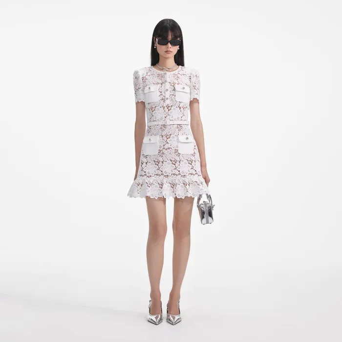 Self Portrait Dresses Women White Lace Mini Dress