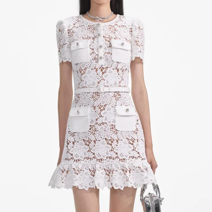 Self Portrait Dresses Women White Lace Mini Dress