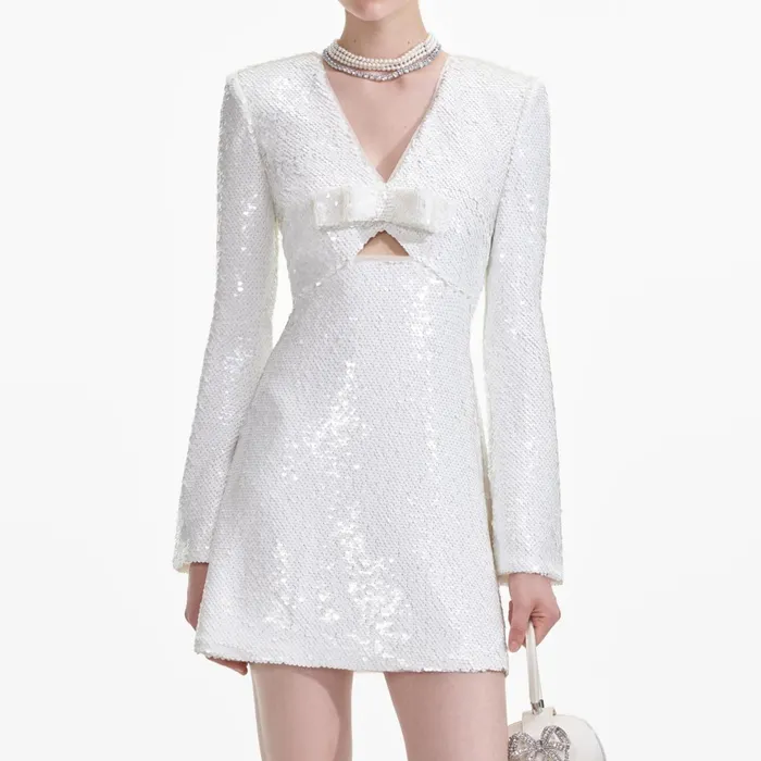 Self Portrait Dresses Women White Sequin Mini Dress