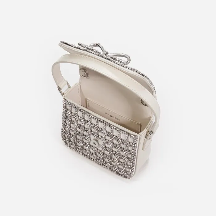 Self Portrait Handbags Women Champagne Crystal Micro Bag Cream