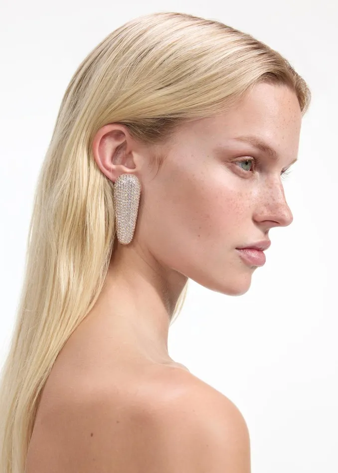 Self Portrait Jewellery Women Gold Crystal Bar Earrings