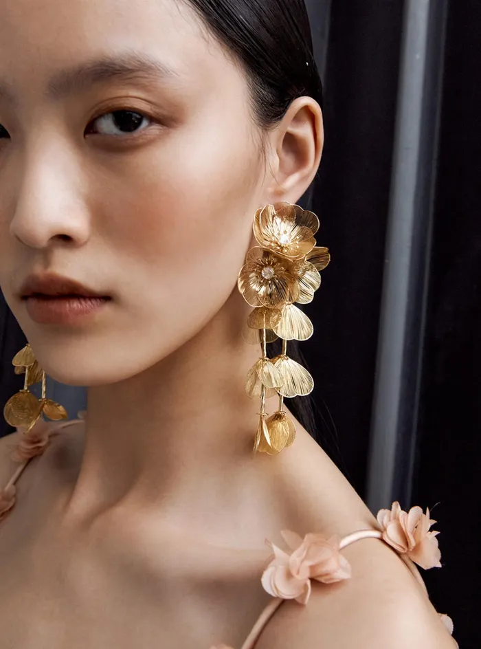 Self Portrait Jewellery Women Gold Floral Earrings