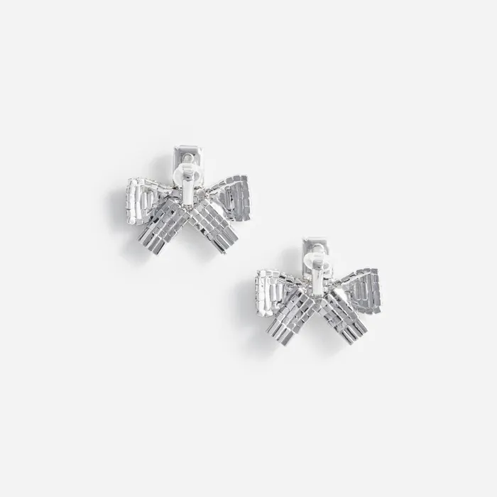 Self Portrait Jewellery Women Small Crystal Bow Earrings