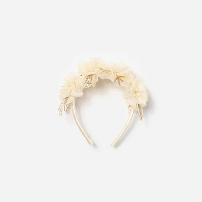 Self Portrait Kids Cream Sequin Tulle Headband