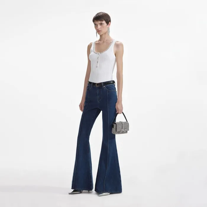 Self Portrait Knitwear Women White Ribbed Knit Top White