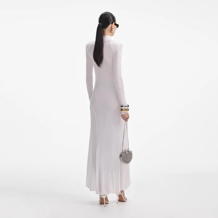 Self Portrait Knitwear Women White Viscose Knit Maxi Dress