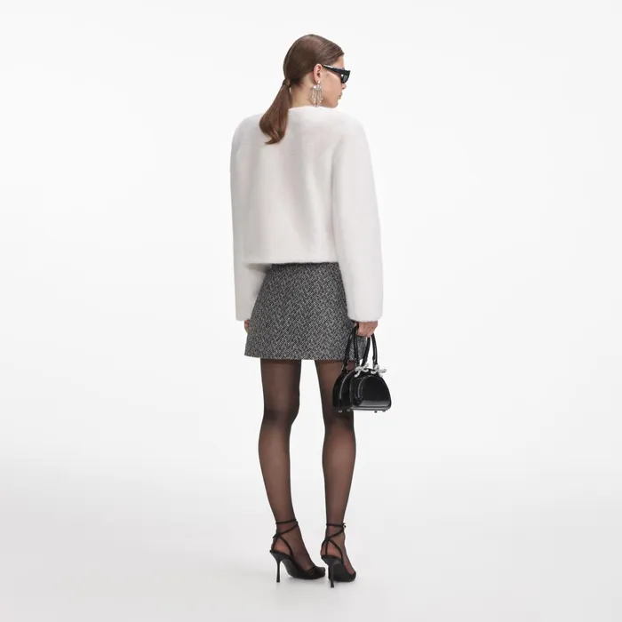Self Portrait Outerwear Women Cream Faux Fur Jacket