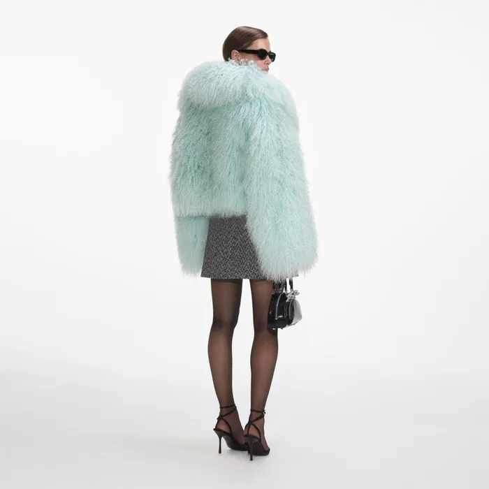 Self Portrait Outerwear Women Green Shearling Jacket