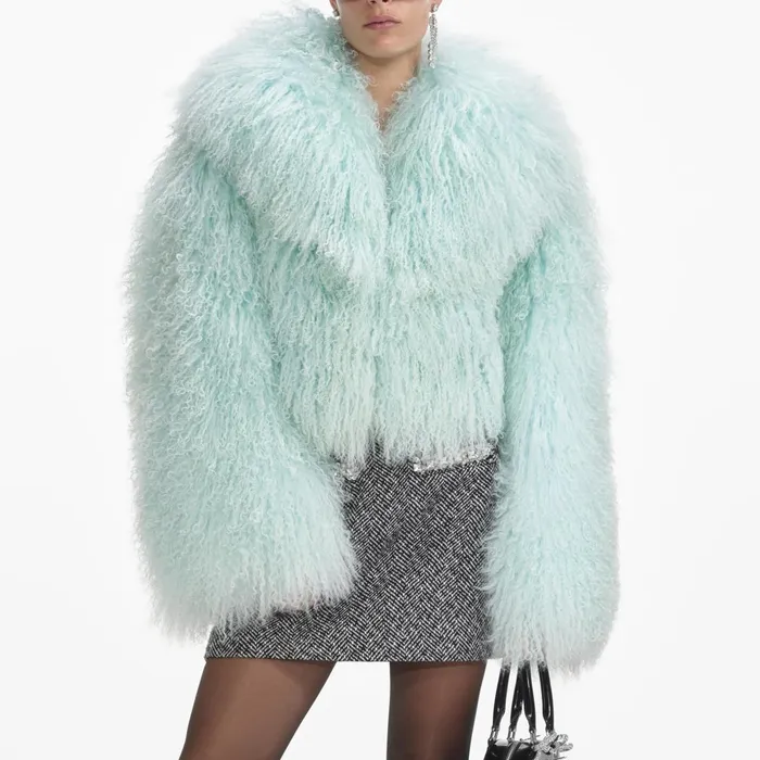 Self Portrait Outerwear Women Green Shearling Jacket