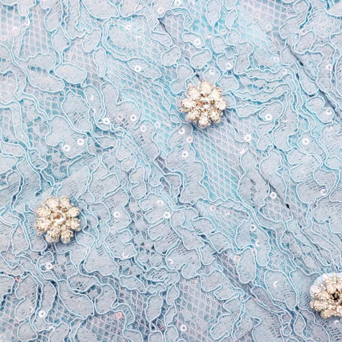 Self Portrait Tops Women Blue Lace Embellished Top